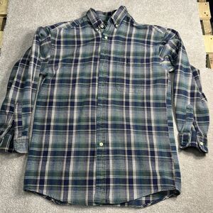 Loafers Reed & James Men’s Flannel Shirt Size LT  Blue Green Button Down